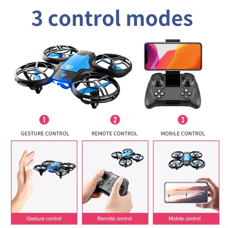 V8 New Mini Drone 4K Profession HD 1080P Wide Angle Camera Wifi FPV RC Dron Height Keep Drones Helicopter Kids Toys