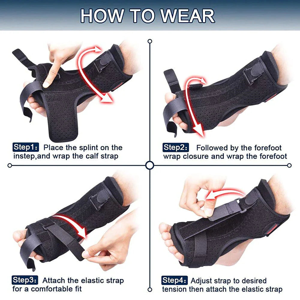 Plantar Fasciitis Night Splint Adjustable Foot Drop Ankle Brace Support Toe Pain