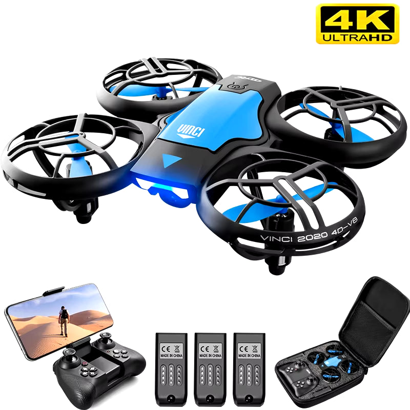 V8 New Mini Drone 4K Profession HD 1080P Wide Angle Camera Wifi FPV RC Dron Height Keep Drones Helicopter Kids Toys